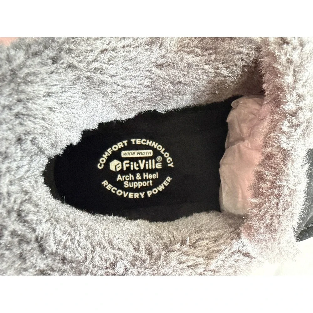 FitVille Casual Air Cushion V3 Men 8W Black Suede‎ Faux Fur Slippers